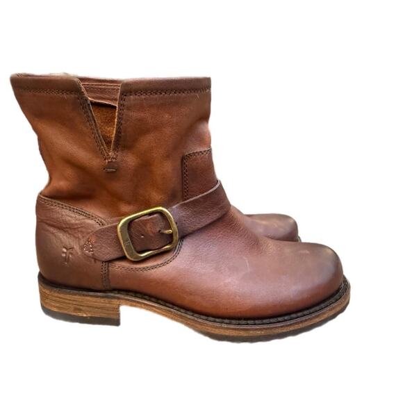 Frye Veronica Moto Bootie Brown Leather Women size 6 - Picture 1 of 7